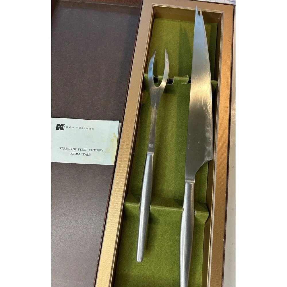 Vintage Kalmar Designs Stainless Steel 2-Piece Carving Set Italy 16